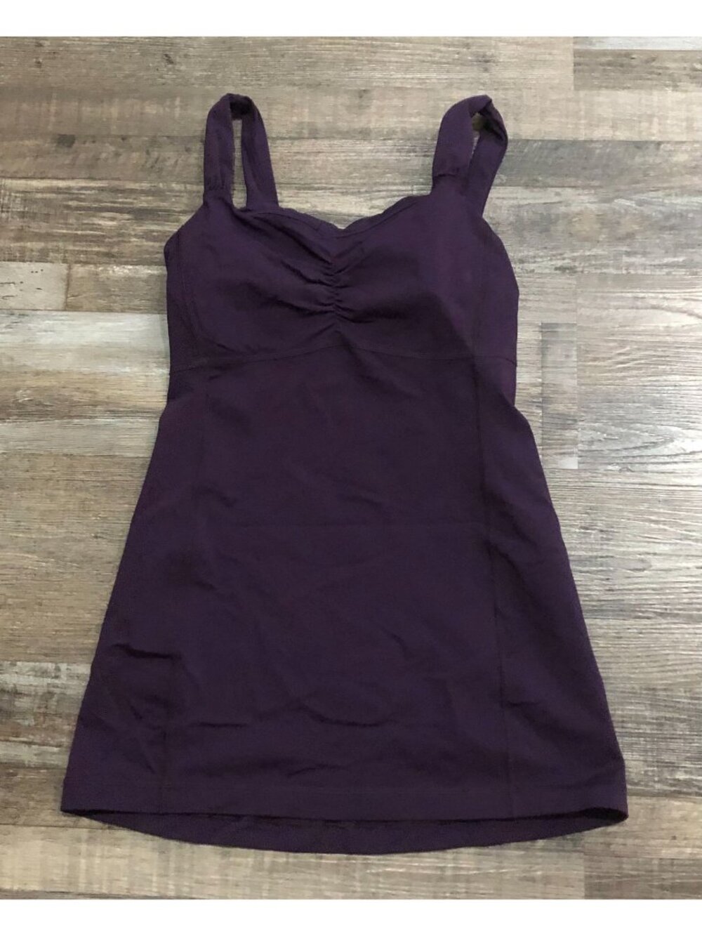 Lululemon Size 6 Purple Athletic Tank Top Ruched Sweetheart Neckline